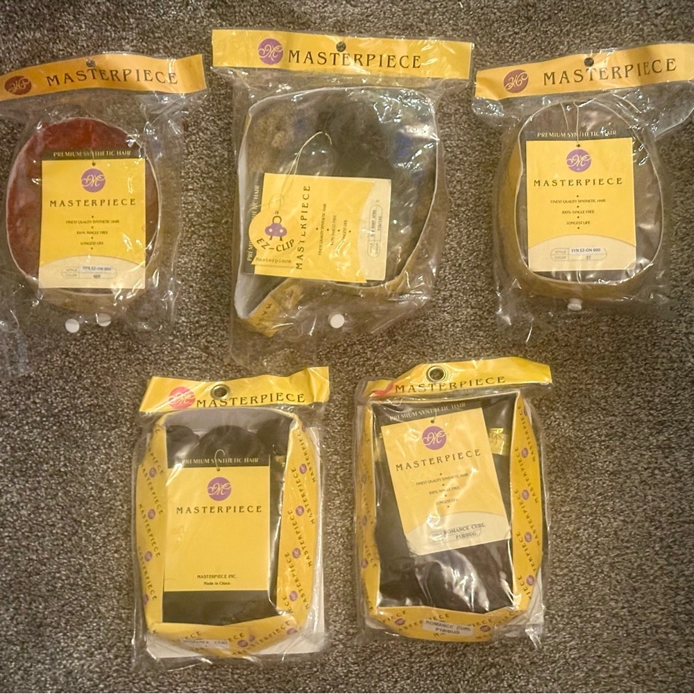 Lot 5 “Masterpiece” Hair Extensions, Style Rom. Curl Synthetic, Tangle-Free NEW